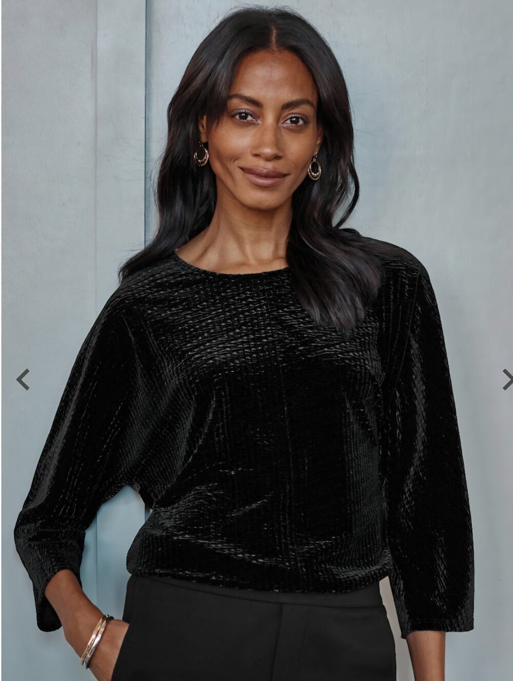 J * JILL crushed VELVET TOP brand new BLACK sizes SMALL, MEDIUM & LARGE oversize